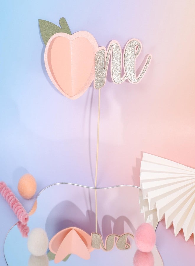 TERJIO Sweet Peach Cake Topper - Peach-Themed Birthday Party Decor for Girls, 1st Birthday Cake Decoration, Glitter Peach Cake Topper, Fruit-Themed Smash Cake Photo Prop - Image 5